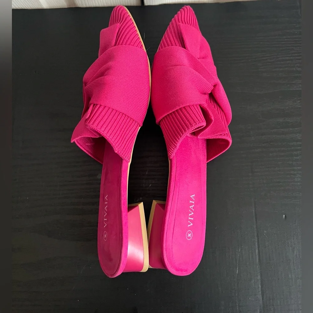 VIVAIA Yaffa Pro Pointed-Toe Knot Slides Mules in Pitaya Pink Size 7.5 Slip On - Picture 5 of 7